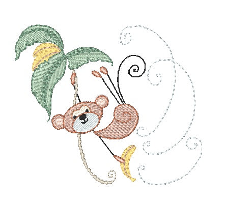 Swirly Monkeys [4x4] 11175 Machine Embroidery Designs