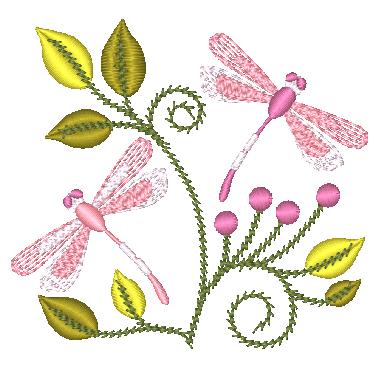 Jacobean Dragonflies [4x4]  11486  Machine Embroidery Designs