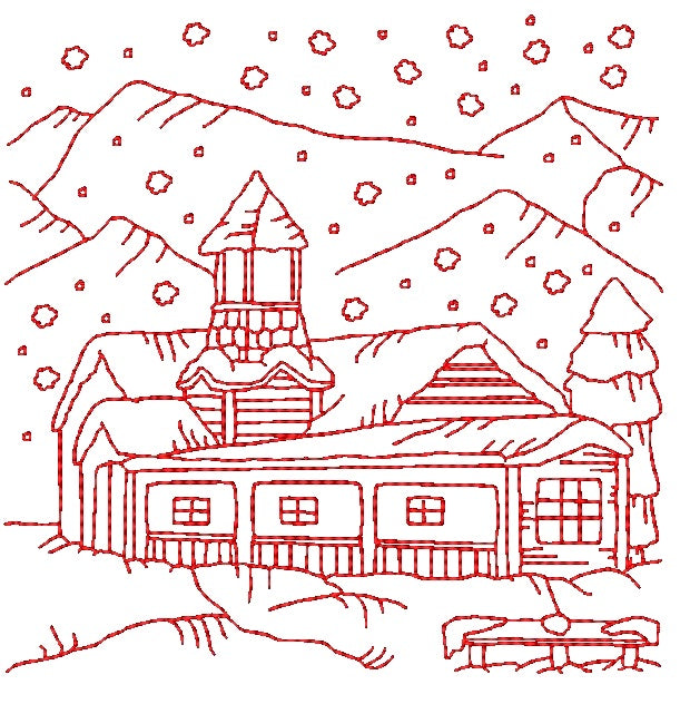 Winter Scenes Redwork  [5x7] # 10087