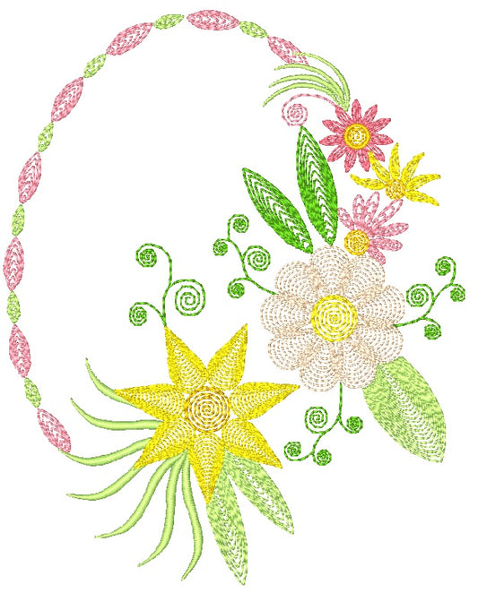Oval Framed Florals [5x7] 11321 Machine Embroidery Designs