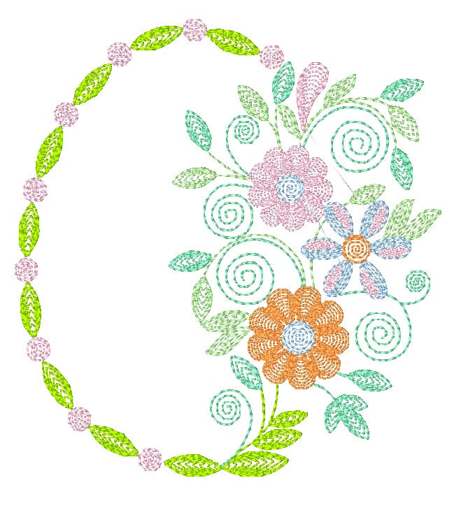 Oval Framed Florals [5x7] 11321 Machine Embroidery Designs
