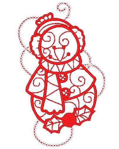 Ornamental & Decorative Christmas Redwork [4x4] #  10846