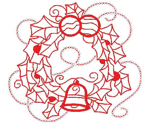 Ornamental & Decorative Christmas Redwork [4x4] #  10846