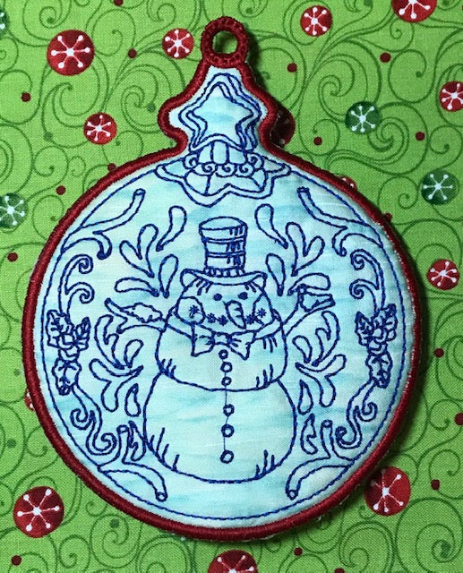 FSA Snowman Ornament Redwork  [5x7] # 10181