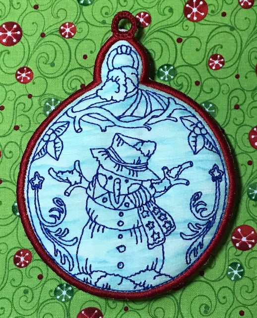 FSA Snowman Ornament Redwork  [5x7] # 10181