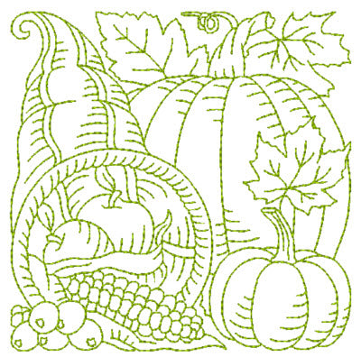 Redwork Thanksgiving Blocks-KM [5x7] 11706 Machine Embroidery Designs
