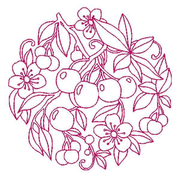 Redwork Fruit Circles [5x7] 11526 Machine Embroidery Designs