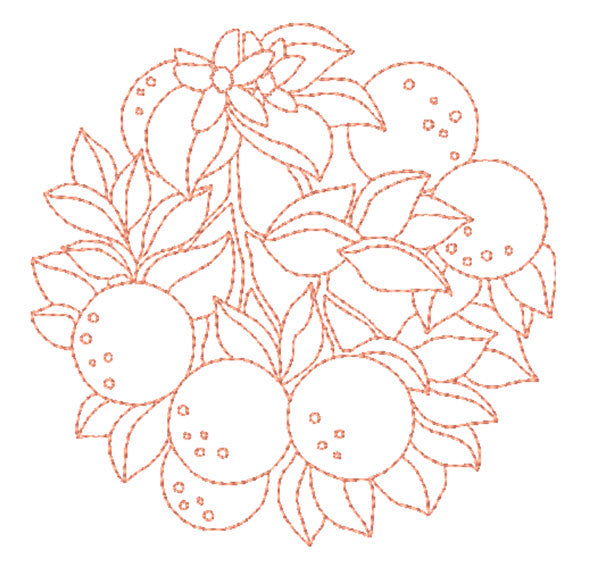 Redwork Fruit Circles [5x7] 11526 Machine Embroidery Designs
