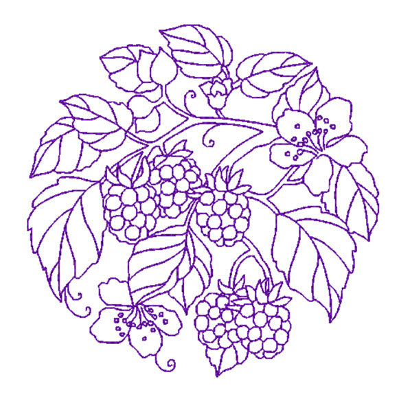 Redwork Fruit Circles [5x7] 11526 Machine Embroidery Designs