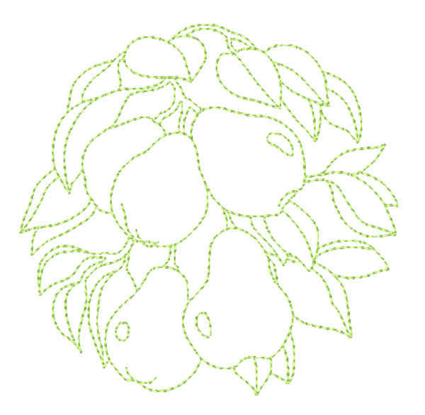 Redwork Fruit Circles [5x7] 11526 Machine Embroidery Designs