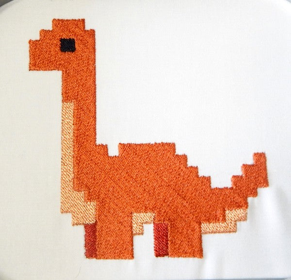 Chrome Dino Run Hand Embroidered Hoop Art 7 Pixel Art 