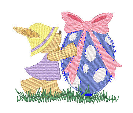 Easter-Rabbits-with-Sunbonnets [4x4] 11227  Machine Embroidery Designs