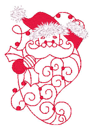 Santas Beard Redwork Style KM  [4x4] # 10414