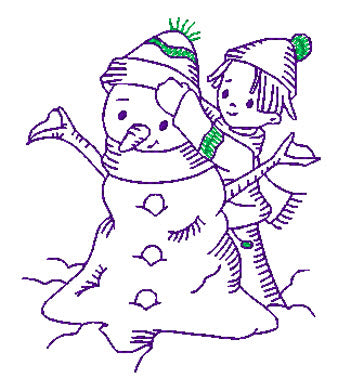 How to Build a Snowman Redwork [5x7] 11575 Machine Embroidery Designs