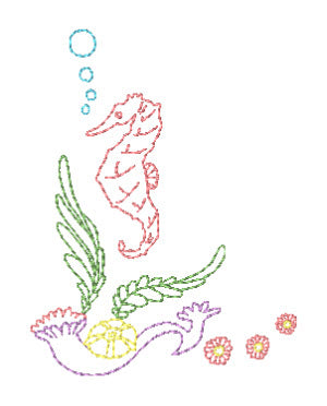 Seahorse Linework [4x4] 11647 Machine Embroidery Designs