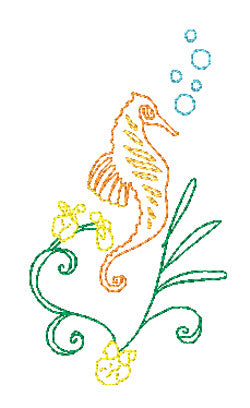 Seahorse Linework [4x4] 11647 Machine Embroidery Designs