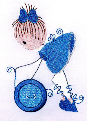 Curly Sewing Girls [5x7]  11301 Machine Embroidery Designs