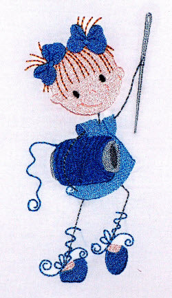 Curly Sewing Girls [5x7]  11301 Machine Embroidery Designs
