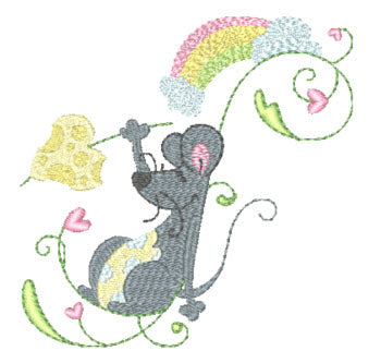 Cute Mouse and Cheese [4x4] 11359 Machine Embroidery Designs