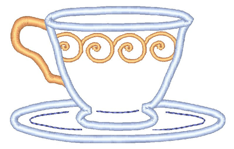 Applique Teacups [4x4]11085 Machine Embroidery Designs