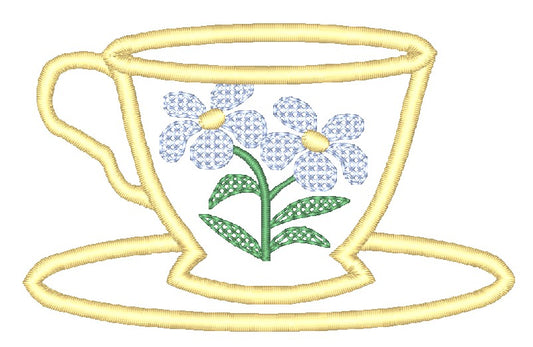 Applique Teacups [4x4]11085 Machine Embroidery Designs