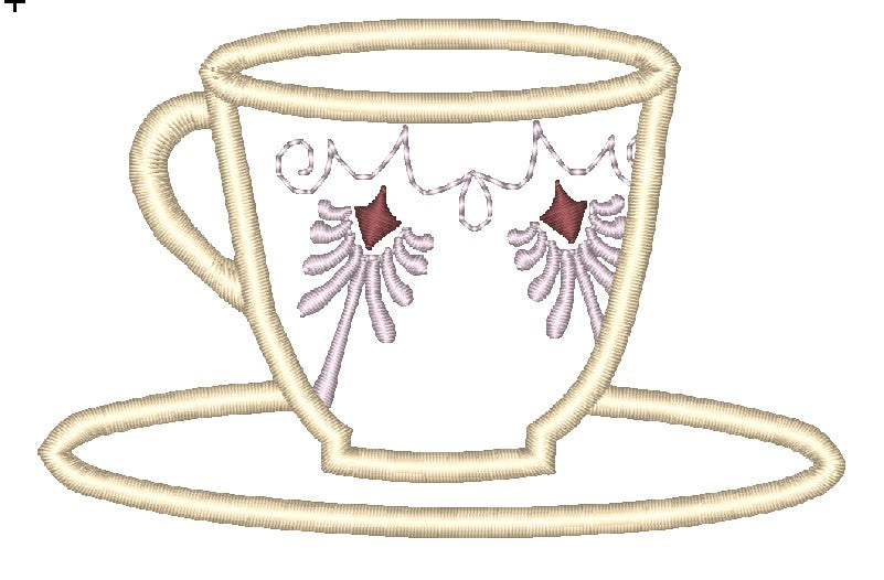 Applique Teacups [4x4]11085 Machine Embroidery Designs