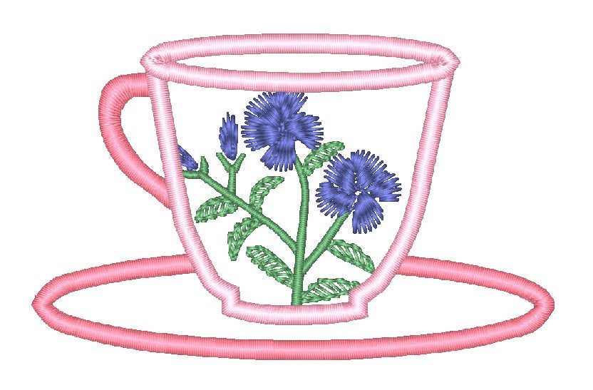 Applique Teacups [4x4]11085 Machine Embroidery Designs