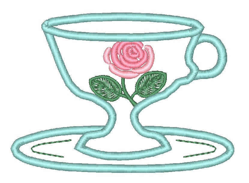 Applique Teacups [4x4]11085 Machine Embroidery Designs