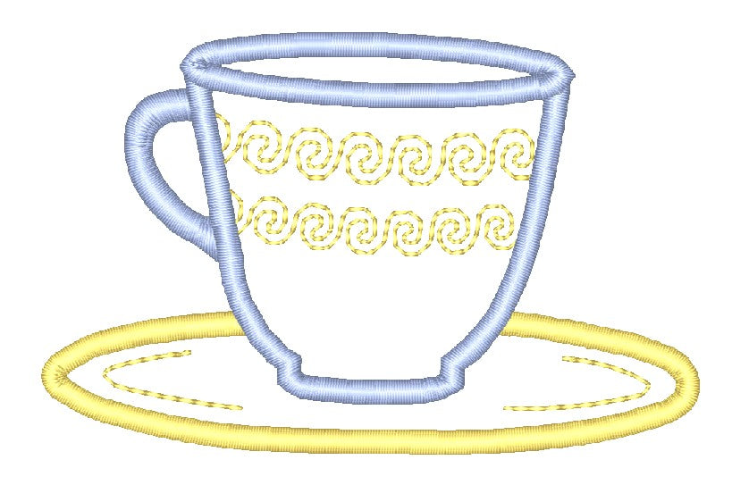Applique Teacups [4x4]11085 Machine Embroidery Designs