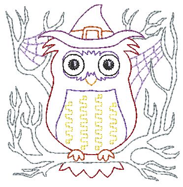 Halloween Owl Blocks Redwork [4x4] 10923 Machine Embroidery Designs