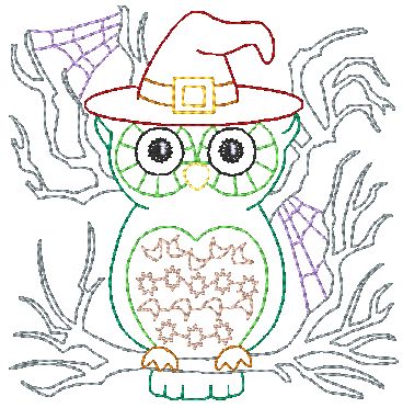Halloween Owl Blocks Redwork [4x4] 10923 Machine Embroidery Designs