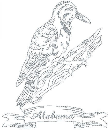 State Bird Redwork-1 [5x7]   11011 Machine Embroidery Designs