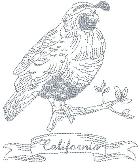 State Bird Redwork-1 [5x7]   11011 Machine Embroidery Designs