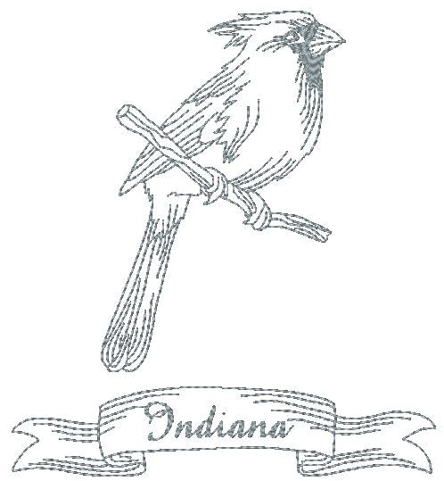 State Bird Redwork-2 [5x7] 11028 Machine Embroidery Designs