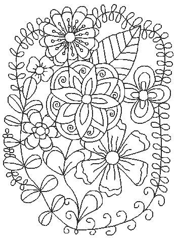 Lineart Floral Ovals for Coloring 5x7 11674 Machine Embroidery Designs