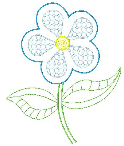 Blue Work Flowers  [5x7] # 10605 Machine Embroidery Designs