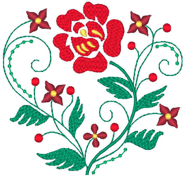 Folk Style Flower [4x4] 11603 Machine Embroidery Designs