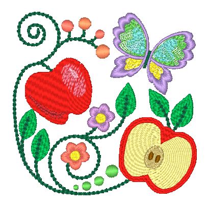 Jacobean Apples [4x4] 11508  Machine Embroidery Designs