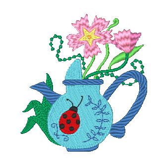 Decorated Watering Cans [4x4] 11578 Machine Embroidery Designs