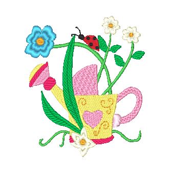 Decorated Watering Cans [4x4] 11578 Machine Embroidery Designs