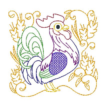 Roosters Blocks [4x4] 11712  Machine Embroidery Designs