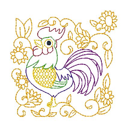 Roosters Blocks [4x4] 11712  Machine Embroidery Designs