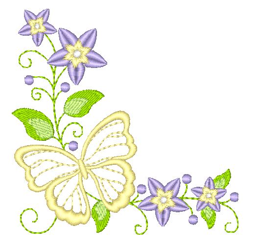 Delicate Butterfly Corners [4x4] 11444 Machine Embroidery Designs