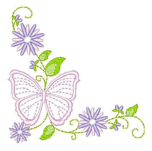 Delicate Butterfly Corners [4x4] 11444 Machine Embroidery Designs