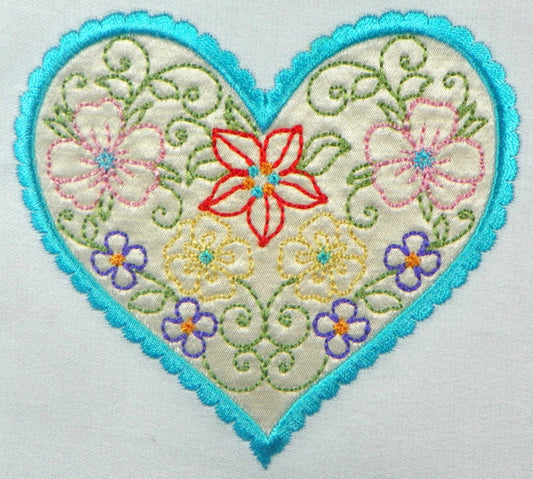 Applique Hearts with Flowers [4x4] #10958