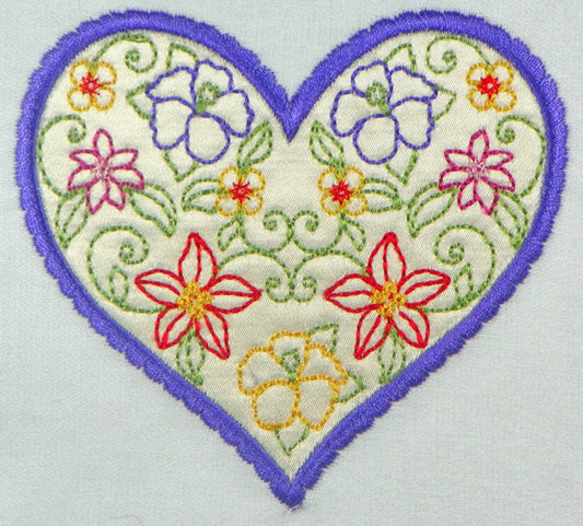 Applique Hearts with Flowers [4x4] #10958