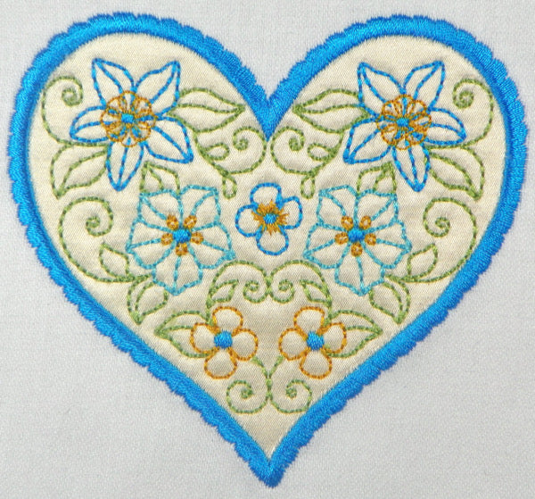 Applique Hearts with Flowers [4x4] #10958