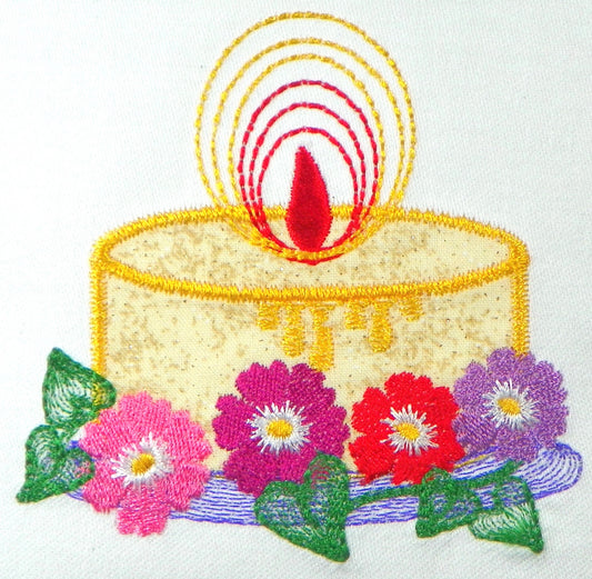 Applique Ornament Candles Machine Embroidery Designs # 10652