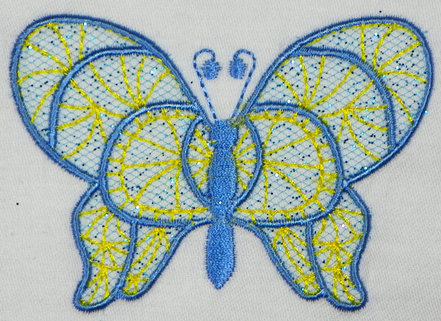 Crochet Style Butterflies Tulle Applique ATWS-10332