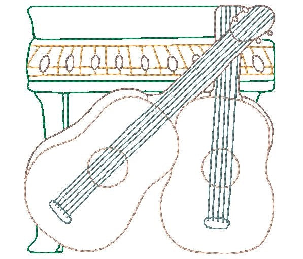 Musical Instrument Block Machine Embroidery Designs for 4x4 Hoop ...